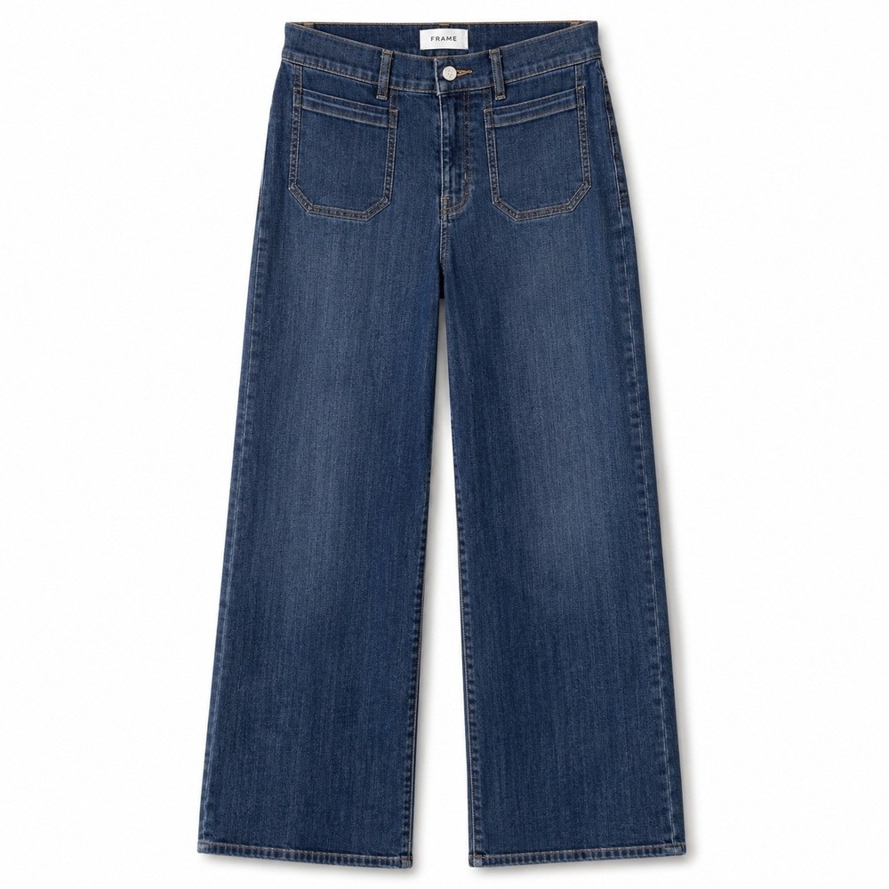 Frame Le Slim Palazzo Jeans Rockwell Clean Womens 29 High Rise Wide Leg Patch